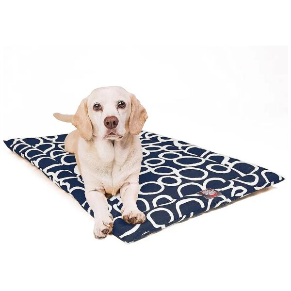 Premium Orthopedic Dog Crate Mat with Fusion Navy Design and Machine Washable