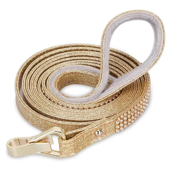 Premium PU Leather 6 FT Dog Leash for Small to Medium Dogs with Bling Accent