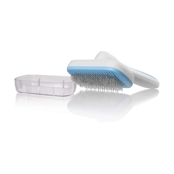 Premium Pet Grooming Tool with Stainless-Steel Bristles and Curved Bristles for Deep