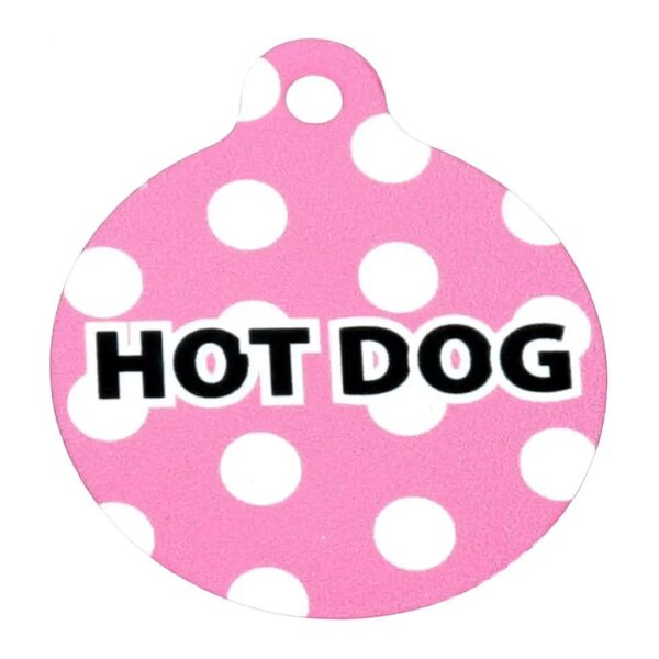 Premium Pink Polka Dot Pet ID Tag with Custom Text and Protective Silencer