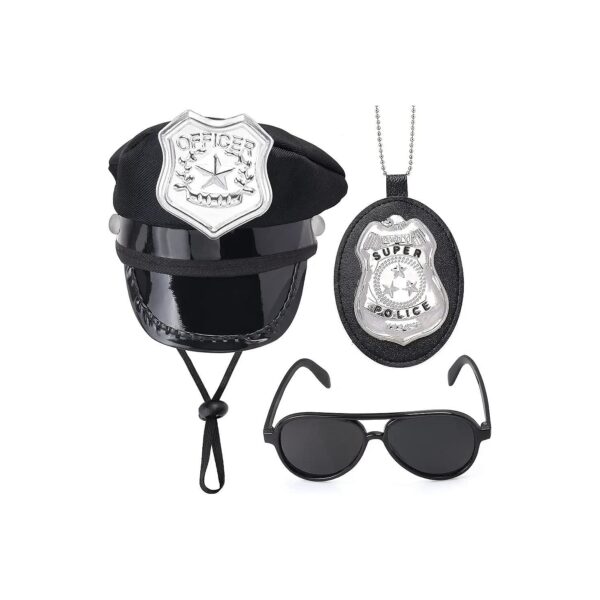 Premium Polyester Pet Police Hat and Badge Set for Dogs and Cats Dress Up Kit