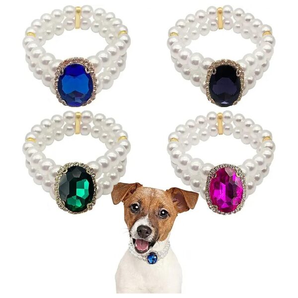 Premium Quality Pearl Rhinestone Dog Cat Rabbit Collar Necklace Accessory for Small Pets