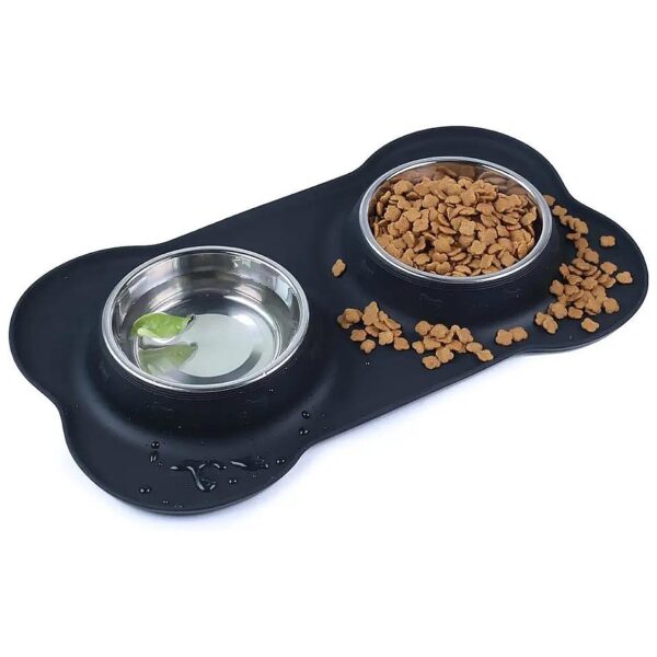 Premium Quality Stainless Steel Dog Food and Water Bowls with Silicone Skid Resistant Mat