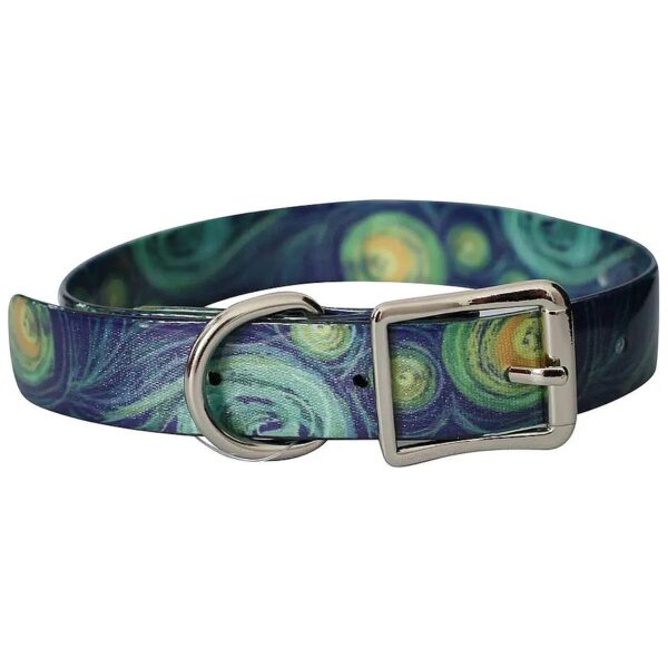 Premium Quality Waterproof Dog Collar with Van Gogh Inspired Design and No Stink Factor