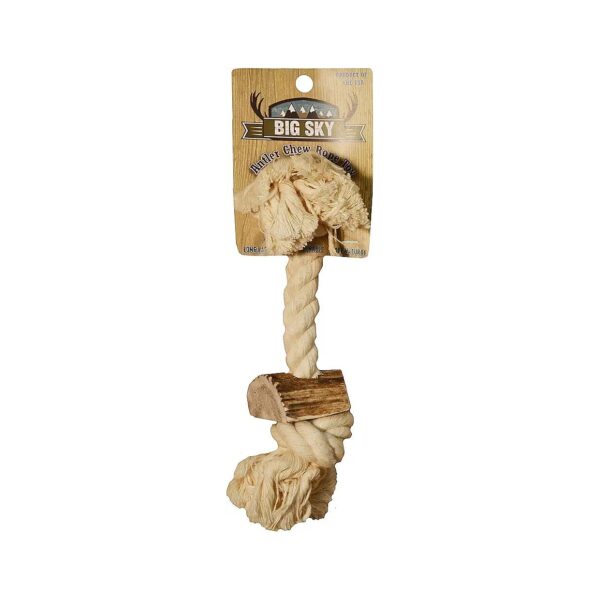 Premium Rope Toy with 3/4 Inch X 12 Inch Dimensions and Natural Antler Centre