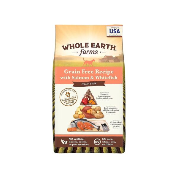 Premium Salmon and Whitefish Dog Kibble with Fiber and Antioxidants for Digestive Health