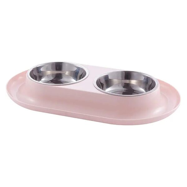 Premium Stainless Steel Double Dog Cat Bowls with No-Spill Station for Multiple Pets