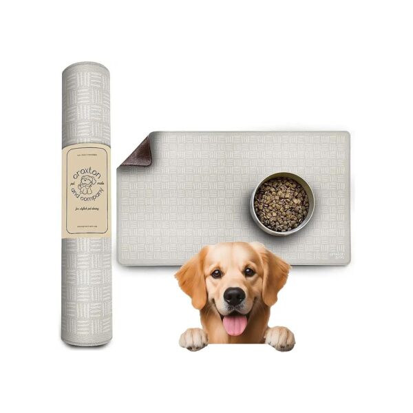 Premium Vegan Leather Food Dish Mat for Pets Easy to Clean