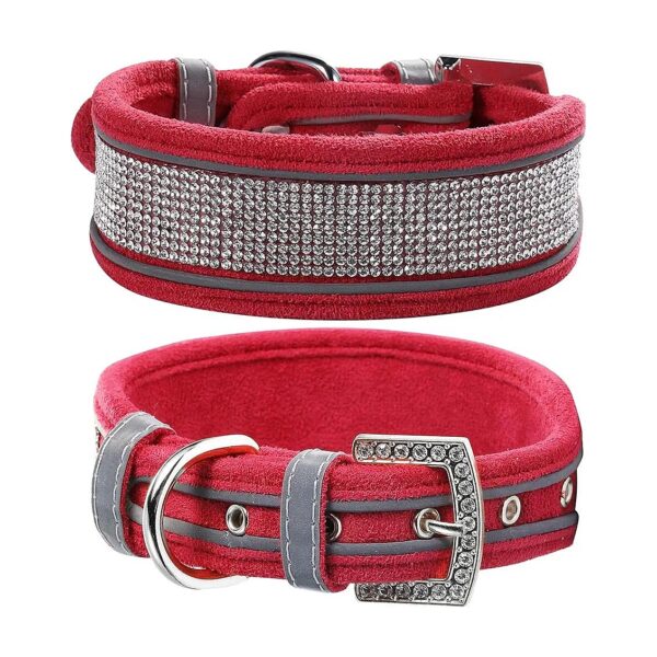 Premium Velvet Dog Collar for Medium Large Dogs Adjustable and Reflective