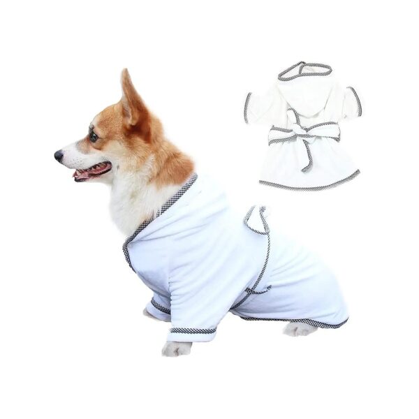 Premium White Hooded Microfiber Dog Towel for Quick Drying and Comfortable Pet Bathing