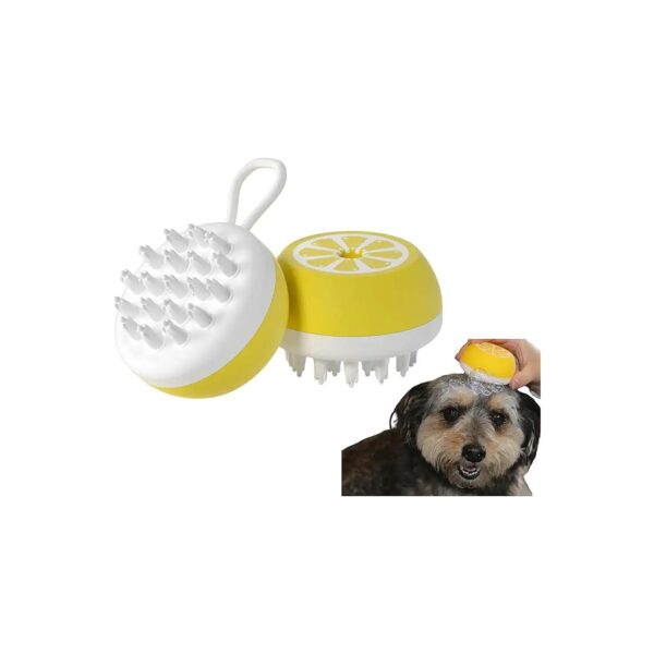 Premium Yellow Silicone Dog Cat Bath Brush for Grooming and Loose Hair Removal