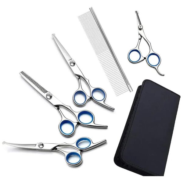 Professional 6-in-1 Dog Grooming Scissors Kit with Safety Tips and Comb