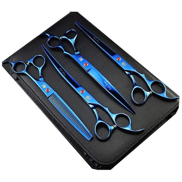 Professional 8 Inch Pet Grooming Scissors Curved Straight Thinning Dog Grooming Shear Set