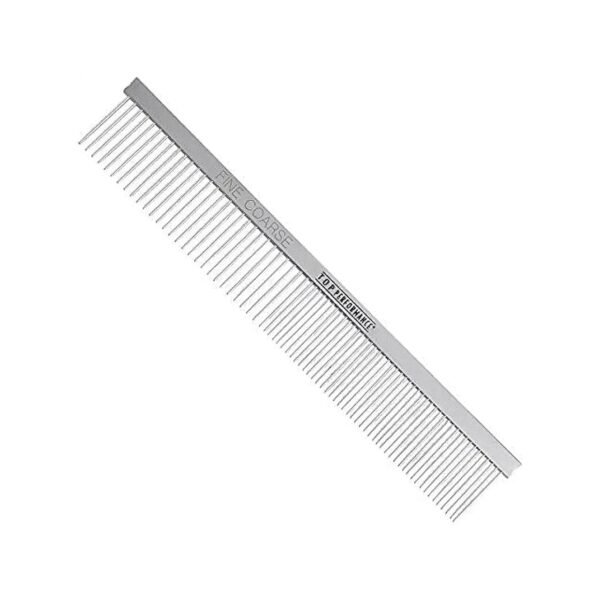 Professional Chrome Dog Comb for Fine and Coarse Hair, Small to Large Breeds