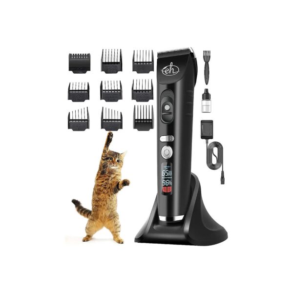 Professional Dog Grooming Kit with Ceramic Clippers and Charging Stand for Pet Owners