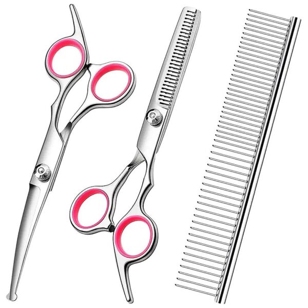 Professional Dog Grooming Kit with Thinning Shears and Curved Scissors for Pets