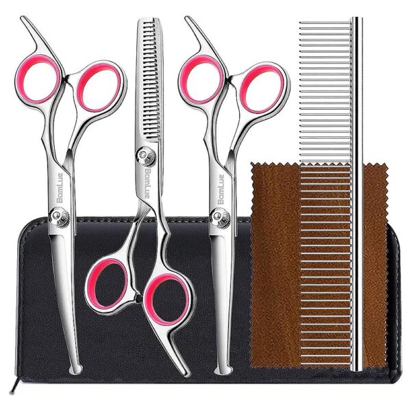 Professional Dog Grooming Scissors Kit with 4CR Safety Round Tip