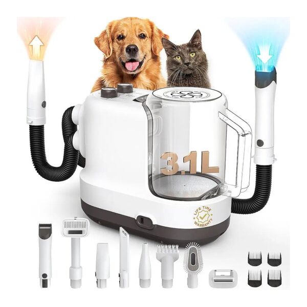 Professional Dog Grooming Vacuum with 9 Accessories and 1L Dust Cup