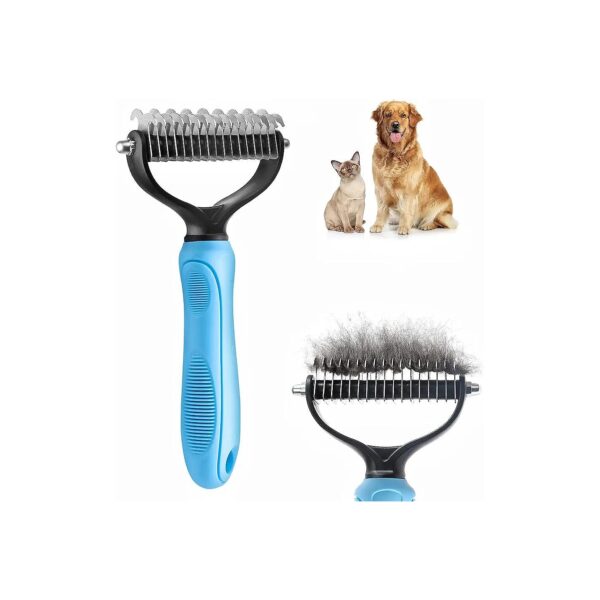 Professional Double-Sided Dog Undercoat Rake Pet Grooming Tool for Thinning and Shedding