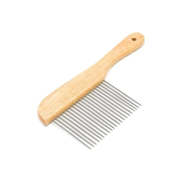 Professional Grade Dematting Comb for Dogs with Extra Long Teeth and Wood Handle