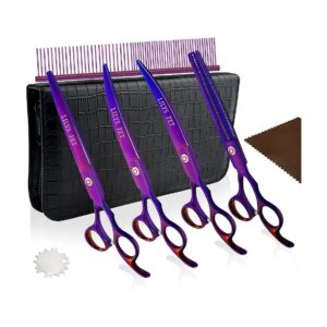 Professional Grade Purple Titanium Coated Scissors for Dog Grooming and Hair Cutting