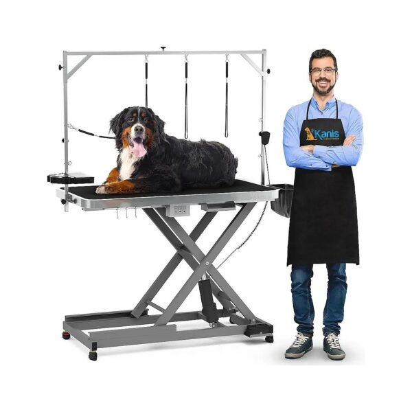 Professional Pet Grooming Station with Electric Grooming Arm and Height Adjustable Table