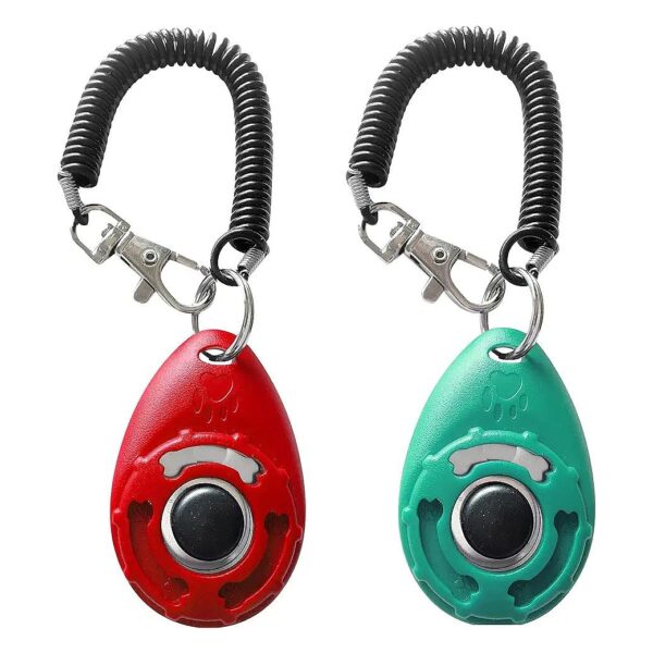 Professional-Grade Dog Training Clicker Set with Wrist Strap in Red and Bluegreen