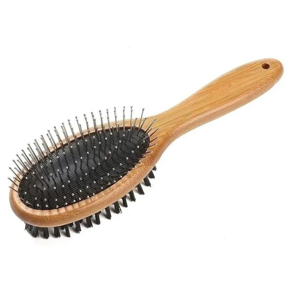 Professional-Grade Pet Grooming Brush with Bamboo Handle for Dogs and Cats