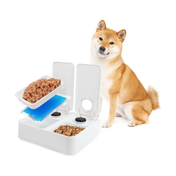 Programmable Pet Feeder with 2 Meal Scheduling and Dishwasher Safe Trays