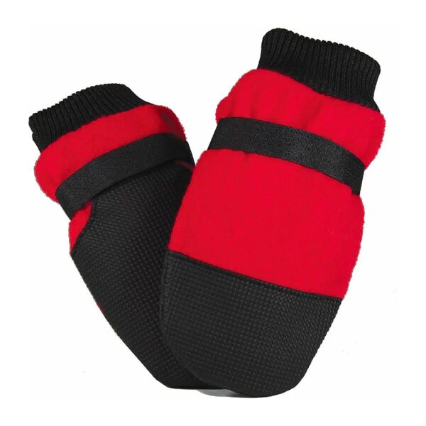 Protective Red Vinyl Paw Boots for Indoor or Outdoor Use with Non-Skid Soles