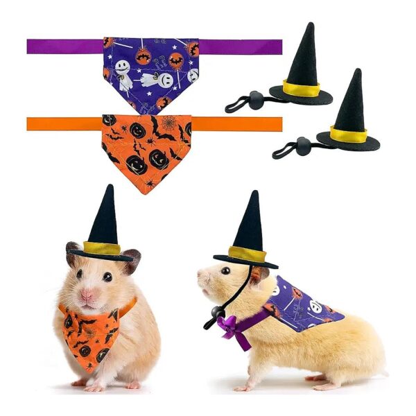 Pumpkin Spider Bat Halloween Costume Scarf for Rabbit Guinea Pig Small Animals