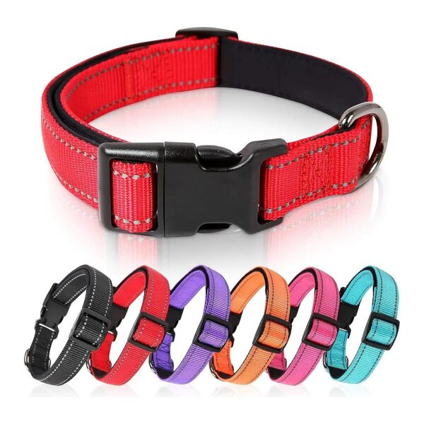 Puppy Collar with Reflective Threads and Adjustable Nylon Design for Small to Large Dogs