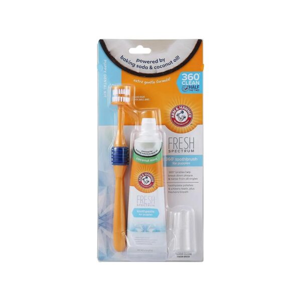 Puppy Dental Care Kit for Small Dogs with Bamboo Toothbrush and Arm & Hammer Toothpaste