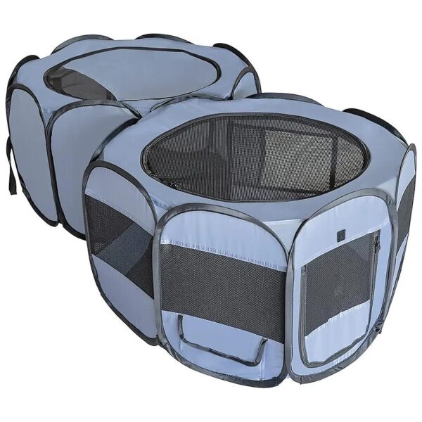 Puppy Playpen for Indoor and Outdoor Use with 2-Zippered Rooms and Oxford Fabric Paneling