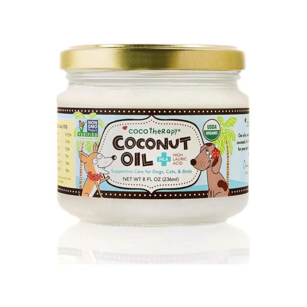 Pure Organic Coconut Oil, 8 Ounces, Support Healthy Coat, Digestion, and Immunity in Dogs