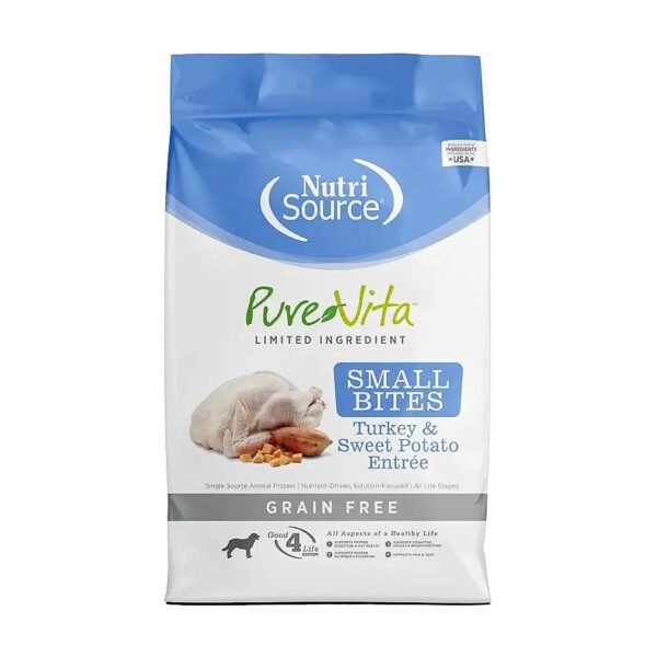 Pure Vita Turkey and Sweet Potato Small Bites Dog Food for Small to Medium Breed Dogs