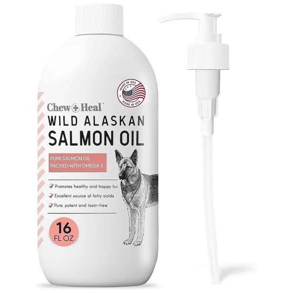 Pure Wild Alaskan Salmon Oil for Dogs with Omega-3, 6, Vitamin D, and EPA