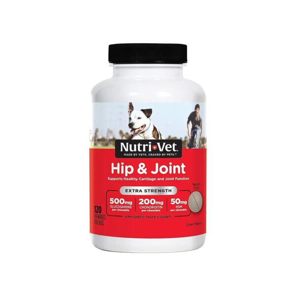 Pure and Natural Glucosamine Chondroitin Hip Joint Supplements for Dogs, 120 Count