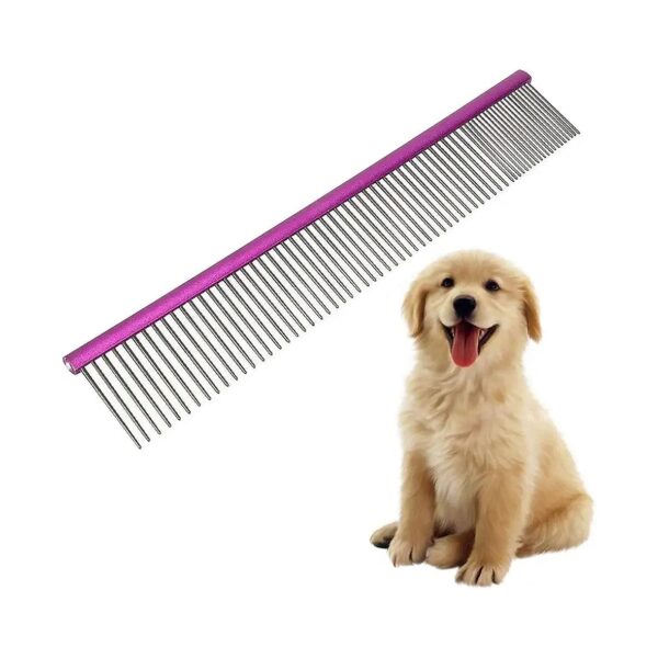 Purple Comfort Dog Comb with 80/20 Teeth for Tangle-Free Grooming