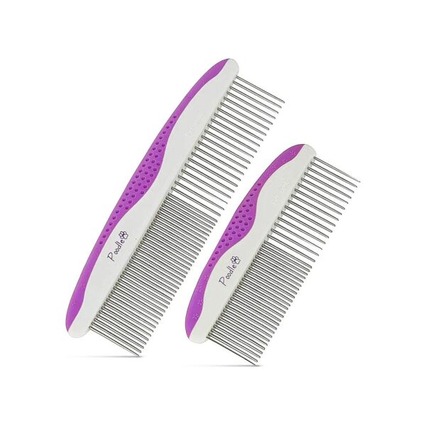 Purple Dog Comb for Removing Mats and Knots, 2 Pack, Long and Short Hair