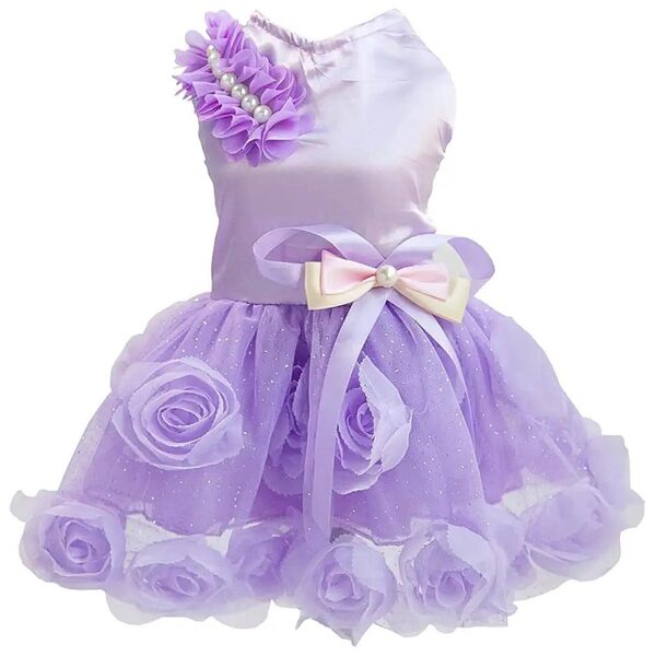 Purple Dog Dress with Rose Flower and Bowknot for Small Dog Girl XXL Size Everyday Wear