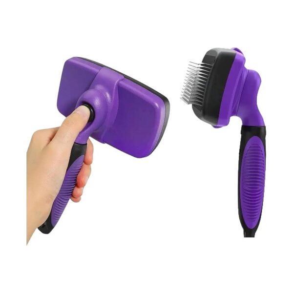 Purple Hair Brush for Cats and Dogs, Effortless Pet Grooming, Skin Friendly Bristles