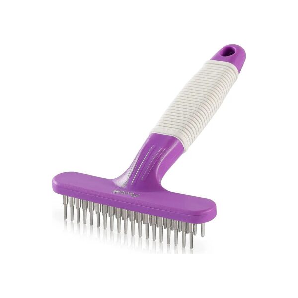 Purple Handle Dog Grooming Rake for Removing Loose Hair from Undercoat