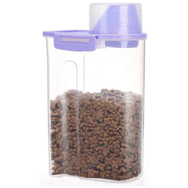 Purple Pet Food and Treat Storage Container with Measuring Cup for Dogs and Cats (5L)