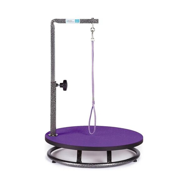 Purple Pet Grooming Table with Adjustable Arm and Non-Slip Surface for Small Pets