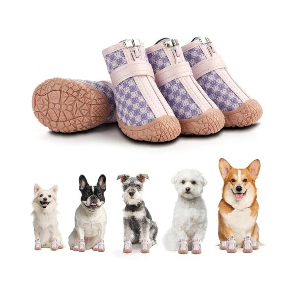 Purple and Pink Dog Shoes for Small to Medium Size Dogs Size 4