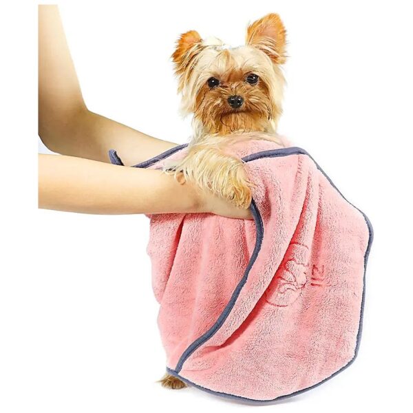 Quick Drying Towel for Small Dogs and Cats in Pink Color with Hand Pockets