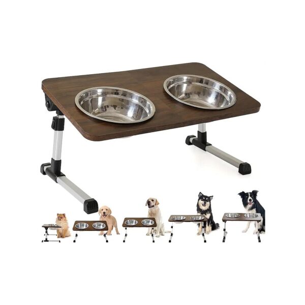 Quiet and Stable Stainless Steel Dog Food Bowl for Medium-sized Dogs with Removable Bowls