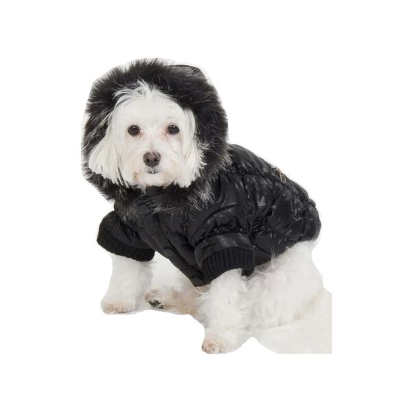 Quilted Polyester Nylon Dog Parka Black X-Large Water Resistant Size XL