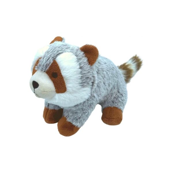 Raccoon Plush Chew Toy with Crinkle Tail and Hiding Squeaky Ball for Medium Large Dogs